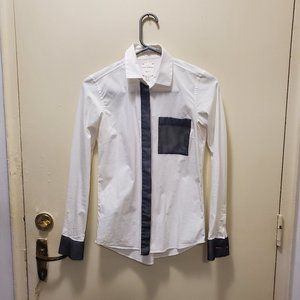 Pink Tartan High Contrast White With Grey Accents Blouse